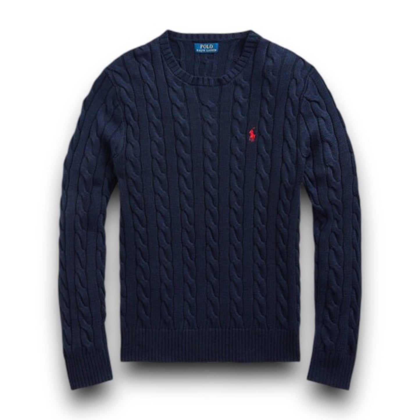 Polo Cable-Knit Cotton Sweater