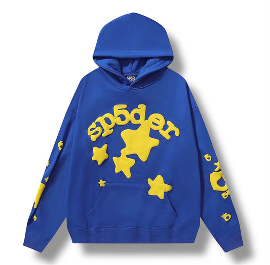 Sp5der Blue & Yellow Hoodie