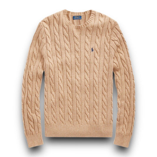 Polo Cable-Knit Cotton Sweater