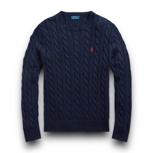 Polo Cable-Knit Cotton Sweater