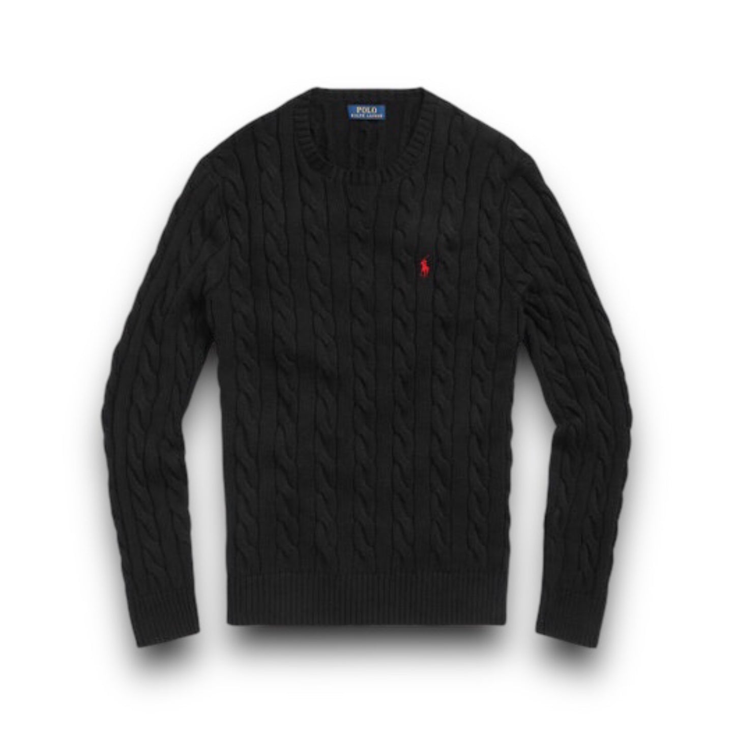 Polo Cable-Knit Cotton Sweater