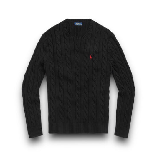 Polo Cable-Knit Cotton Sweater