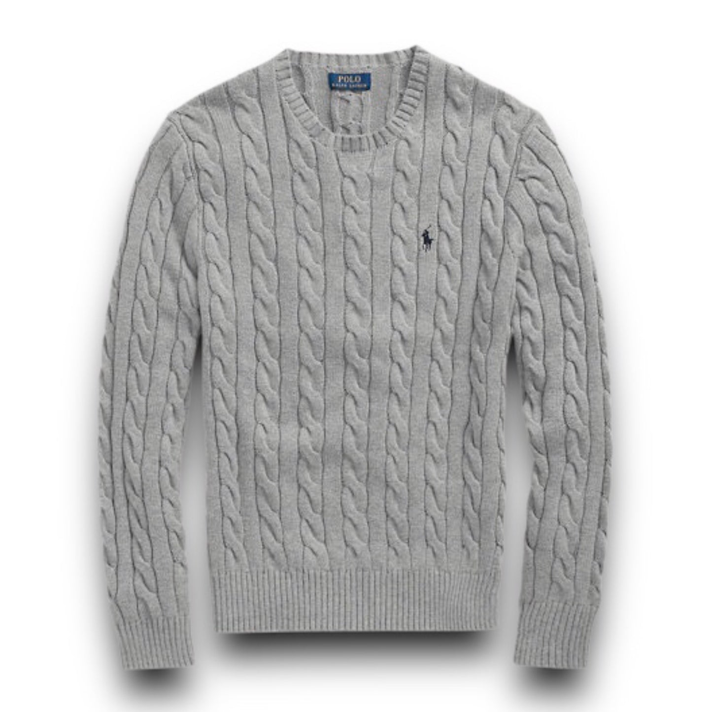 Polo Cable-Knit Cotton Sweater