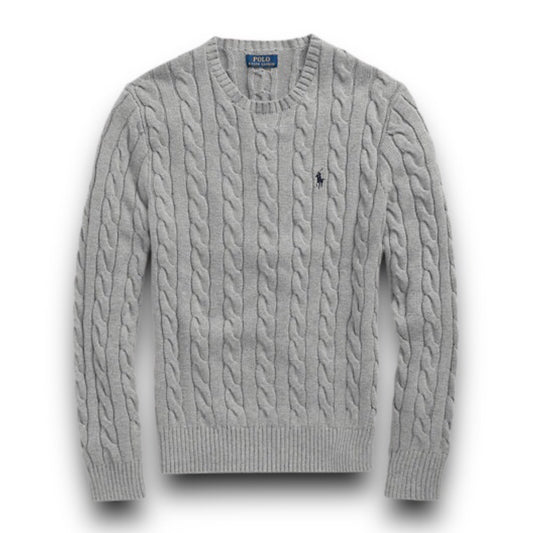 Polo Cable-Knit Cotton Sweater