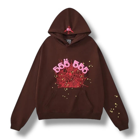 Sp5der Brown & Pink Hoodie