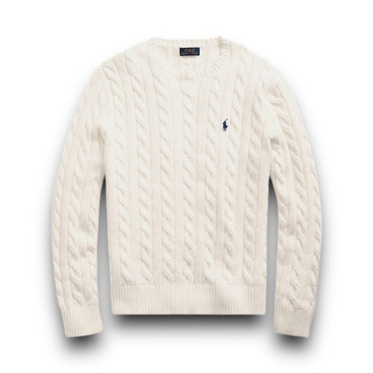 Polo Cable-Knit Cotton Sweater